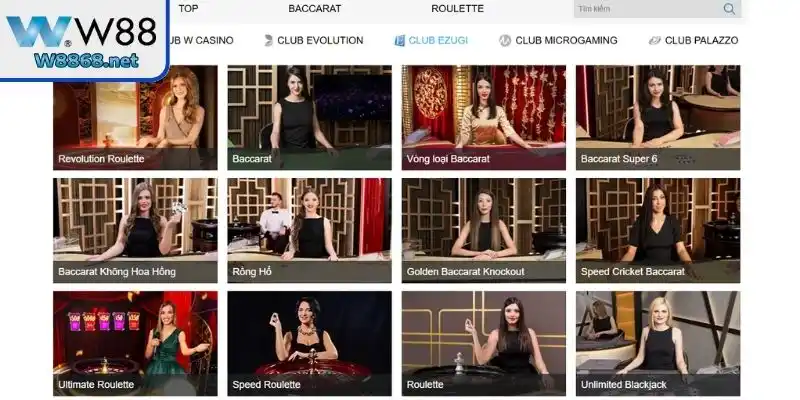 Club EZUGI cung cấp nhiều tựa game hay với dealer chuyên nghiệp