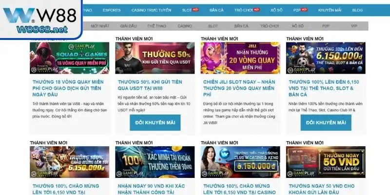 Điều kiện nhận khuyến mãi W88